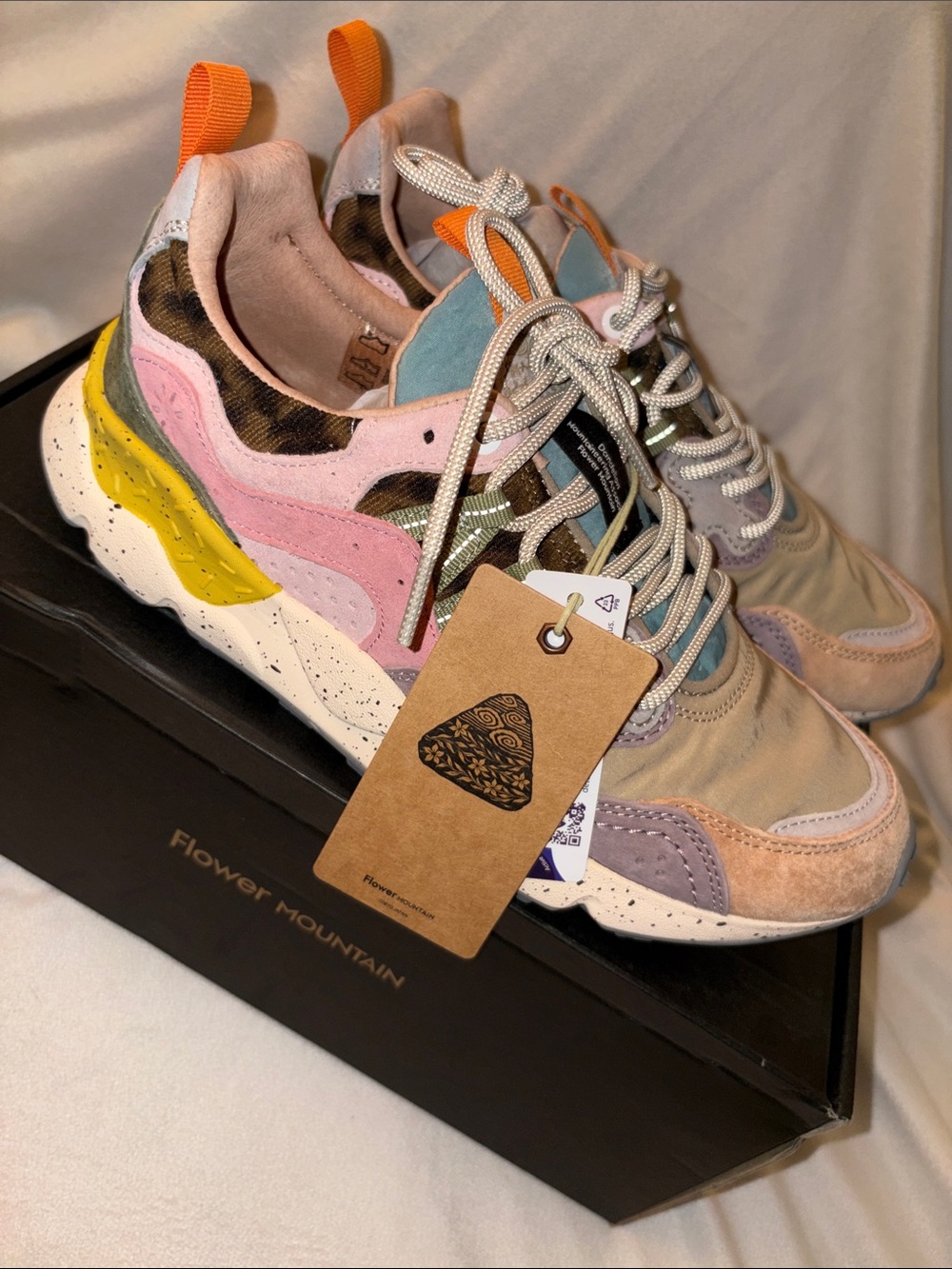 NWT Flower Mountain Yamano 3 Sneaker in Leopard- Light Mustard - Grey - Cipria - Picture 11 of 16